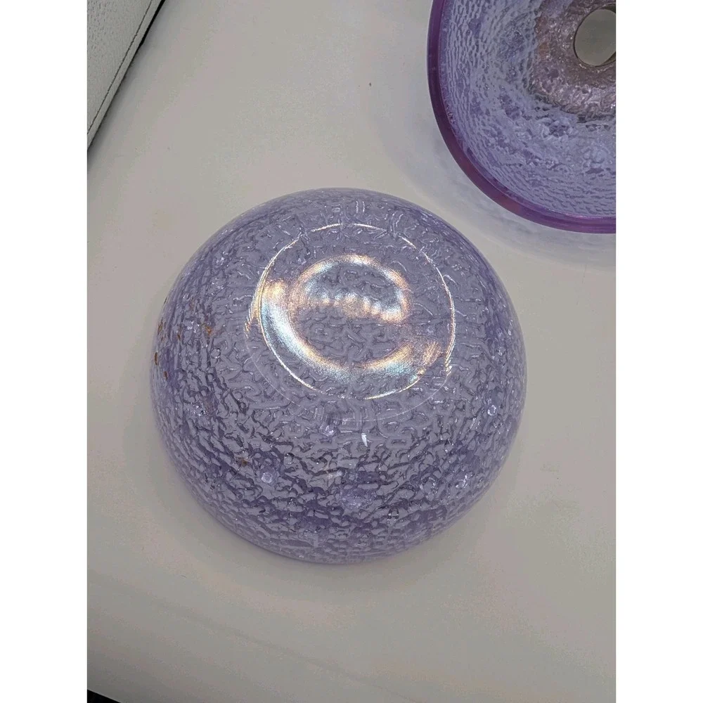Textured Glass Orb Jar Periwinkle Lavender Neoteric‎ Spherical Decorative Vessel